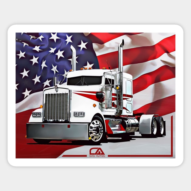 Kenworth Truck and The American Flag Sticker by GasAut0s